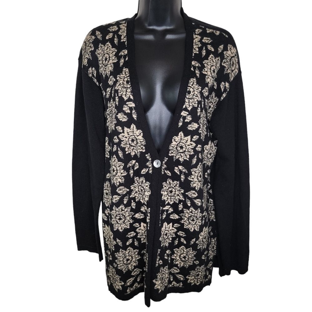 J. Jill one button floral cardigan sweater size Medium